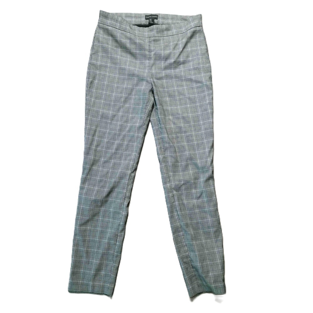 Adrienne Vittadini Blue Plaid High Waist Slim Fit Pants Size 8